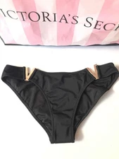Victoria's Secret Swim V-Hardware Cheeky Bikini Bottom, Black NWT