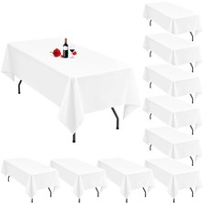 10 Pack White Tablecloth 60x126 Inch White Table Clothes For 8 Foot Rectangle Ta