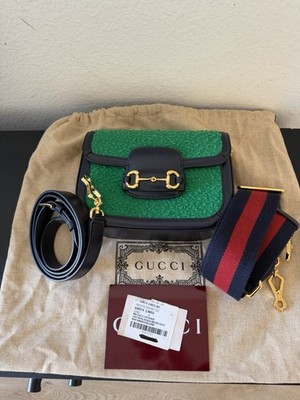 Gucci Casy Wool Azalea Calfskin Mini Horsebit 1955 Handbag NEW