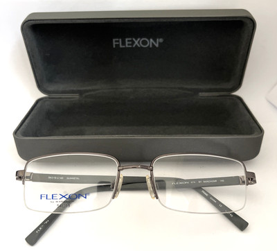 Marchon Flexon 474 Semi Rimless Eyeglass Frame 54-19-145 Gunmetal w/Case