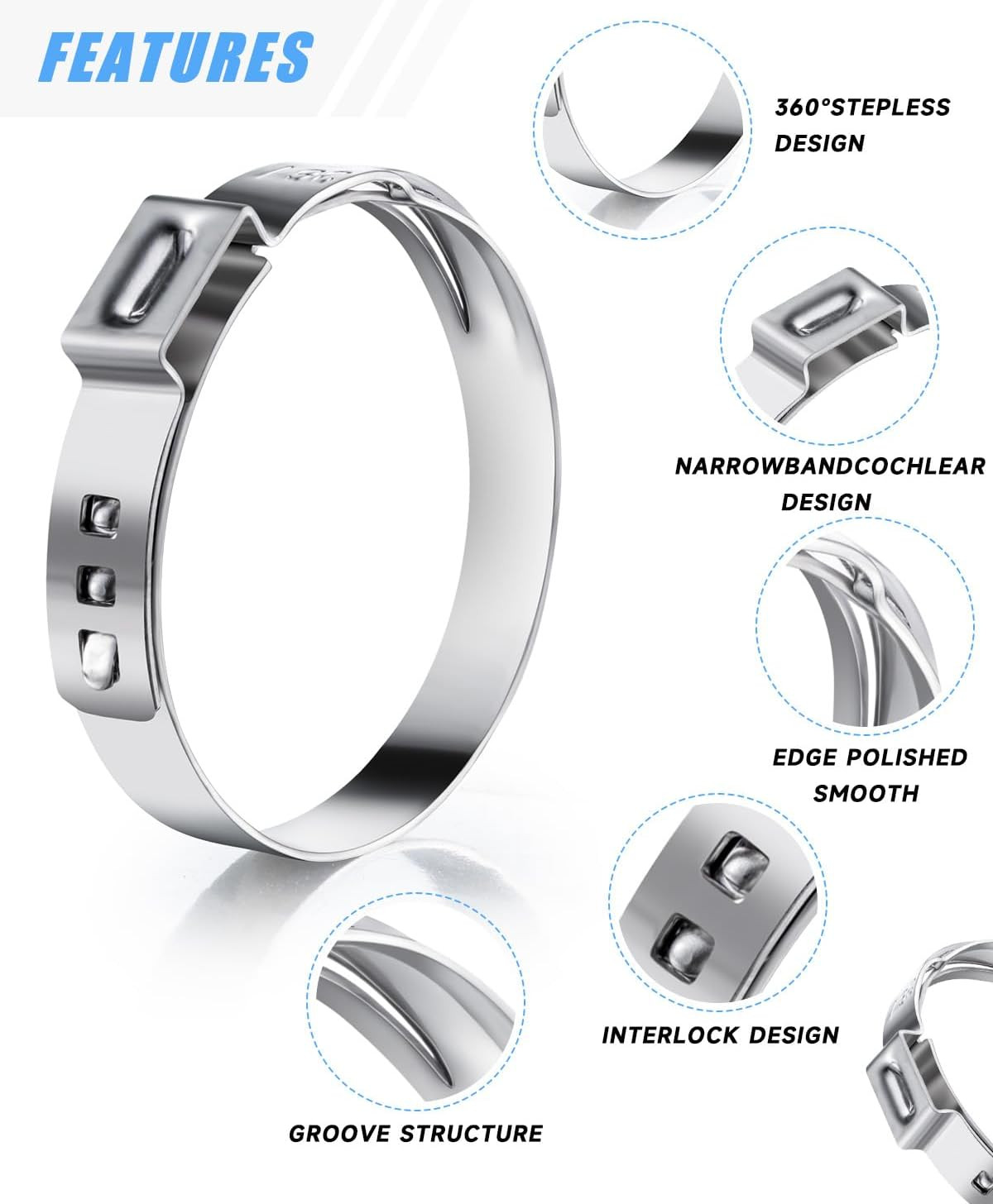 210PCS 304 Stainless Steel Single Ear Hose Clamp Assortment Kit - 12 Sizes (6-36