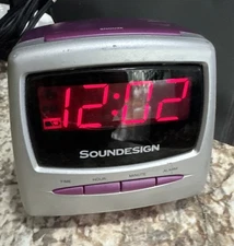 Vintage 2000’s SOUNDESIGN  3104 P decorative digital alarm clock Purple