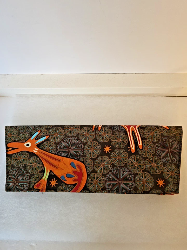 Bolsa Clutch Pineda Covalin México Seda Animal Sunburst Marrom Laranja 13,5 X 5 - Imagem 2 de 4