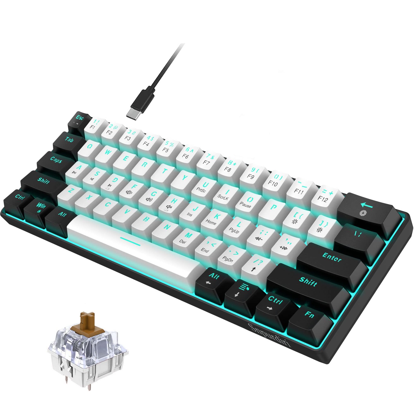 Clavier de jeu mécanique compact 60% idéal pour le gaming nomade et les petits bureaux