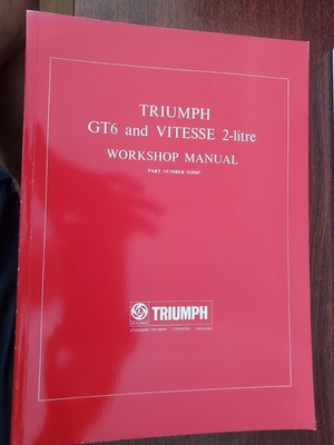 Triumph GT6 MK1 2&3 and Vitesse 2-litre Workshop Manual in Very Good Condition.