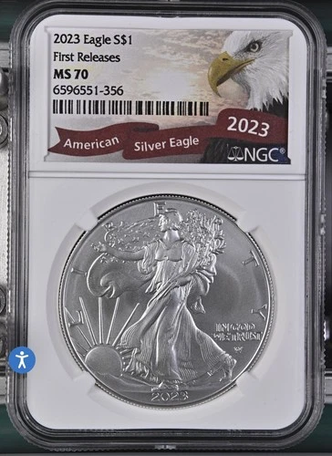 2023 American Silver Eagle, professionally graded MS 70 by NGC