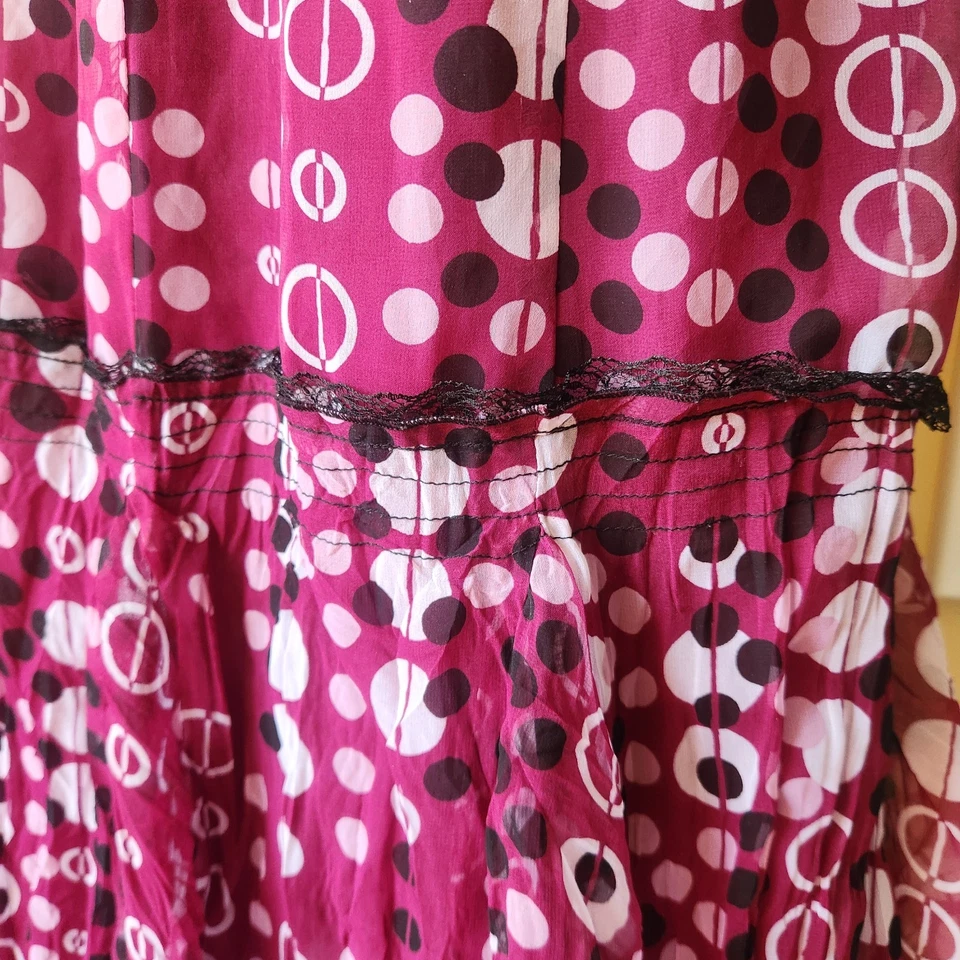 Falda John Paul Richard Talla Grande Midi Chifón Encaje Acento Geométrico Ciruela Forrada Foto 2 de 4