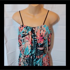 Trixxi Maxi Floral Paisley Tropical Babydoll Coastal Stretchy Dress Size M