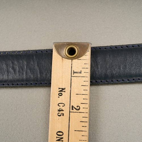 Black Leather Belt Womens Sz M / 30 Italian Calfskin Covered Buckle 1.25" Wide - Picture 7 of 15
