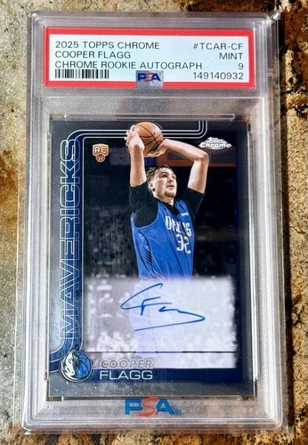 Cooper Flagg 🌟 2025 Topps Chrome #TCAR-CF RC Rookie Auto 🌟 PSA 9 MINT - ROY