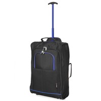 5 Cities 21 Inch Carry On Wheeled Travel Trolley Bag Black/blue 55cm 5 Cities 21 Inch Carry On Wheeled Travel Trolley Bag Black/blue 55cm