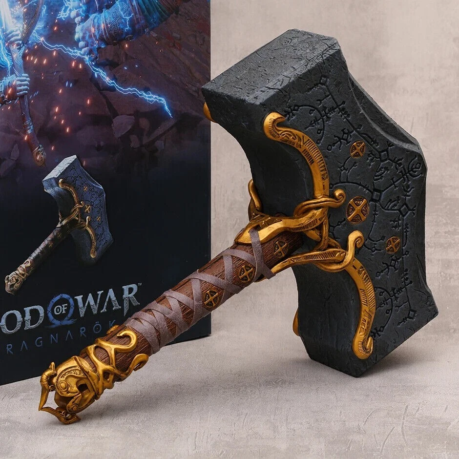 39 cm God of War Thor's Hammer Cosplay utilería Ragnarok Mjolnir Hammer modelo estatua Foto 2 de 4