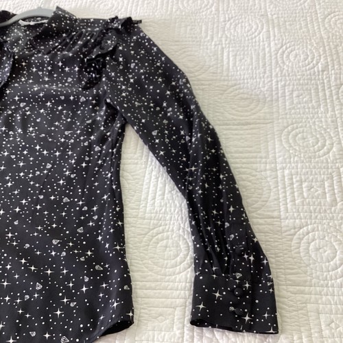 Camicia Frame Noir Diamond Sky Star stampa 100% seta taglia S $289 con volant e bottoni - Foto 13 di 15