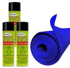 12FT x 45" Blue Carpet ROLL + 3 CANS of 777 Glue for Polymat Speaker woofers