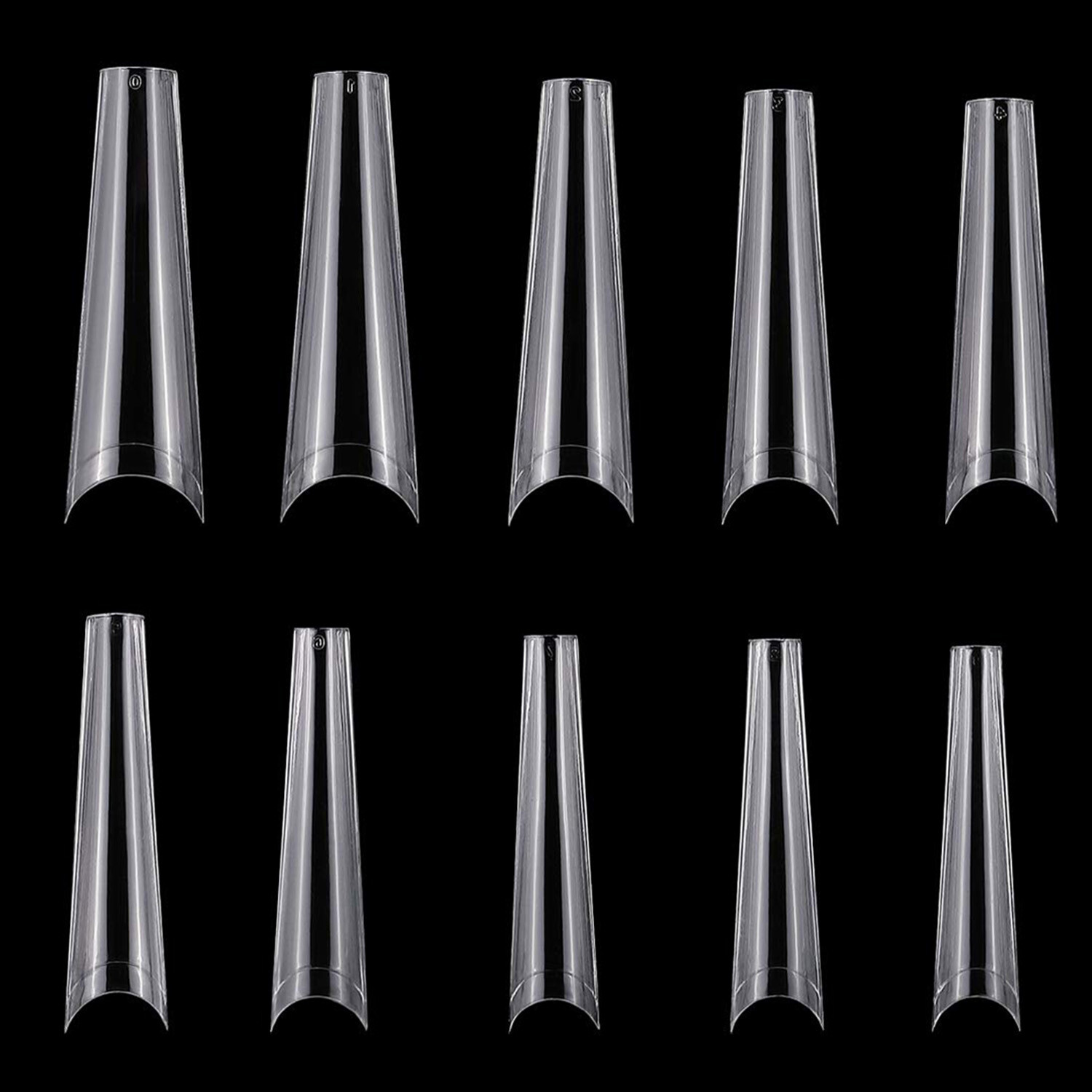 500pcs Acrylic French Nail Tips Fake Nails Half Cover for DIY Nail Art 10 Sizes