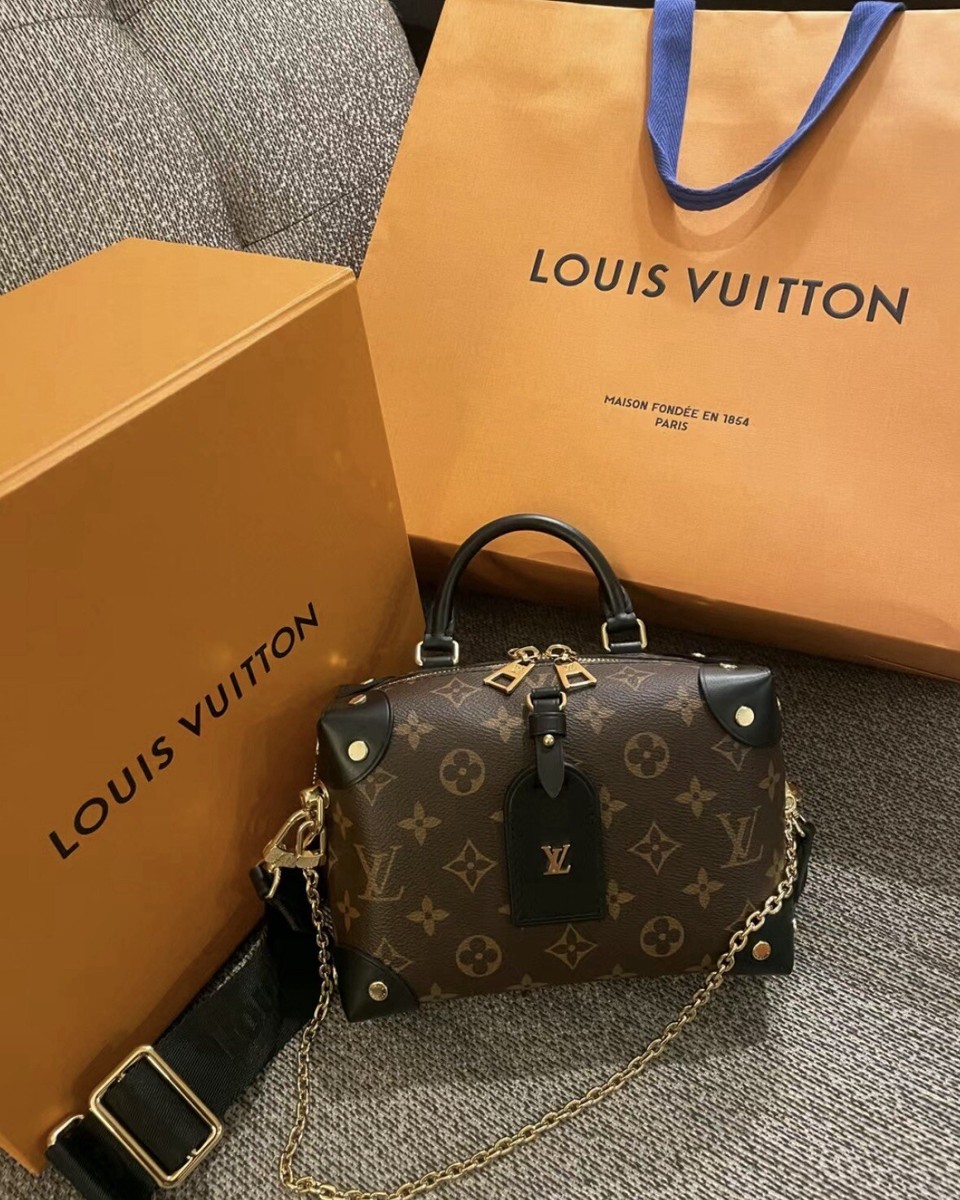 Louis Vuitton Petite Malle Souple Black/Gold Strap Shoulder Bag