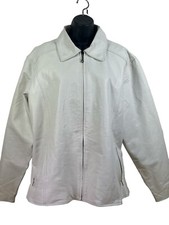 Vtg Biker's Club Womens White Leather Biker Jacket Sz 3xl