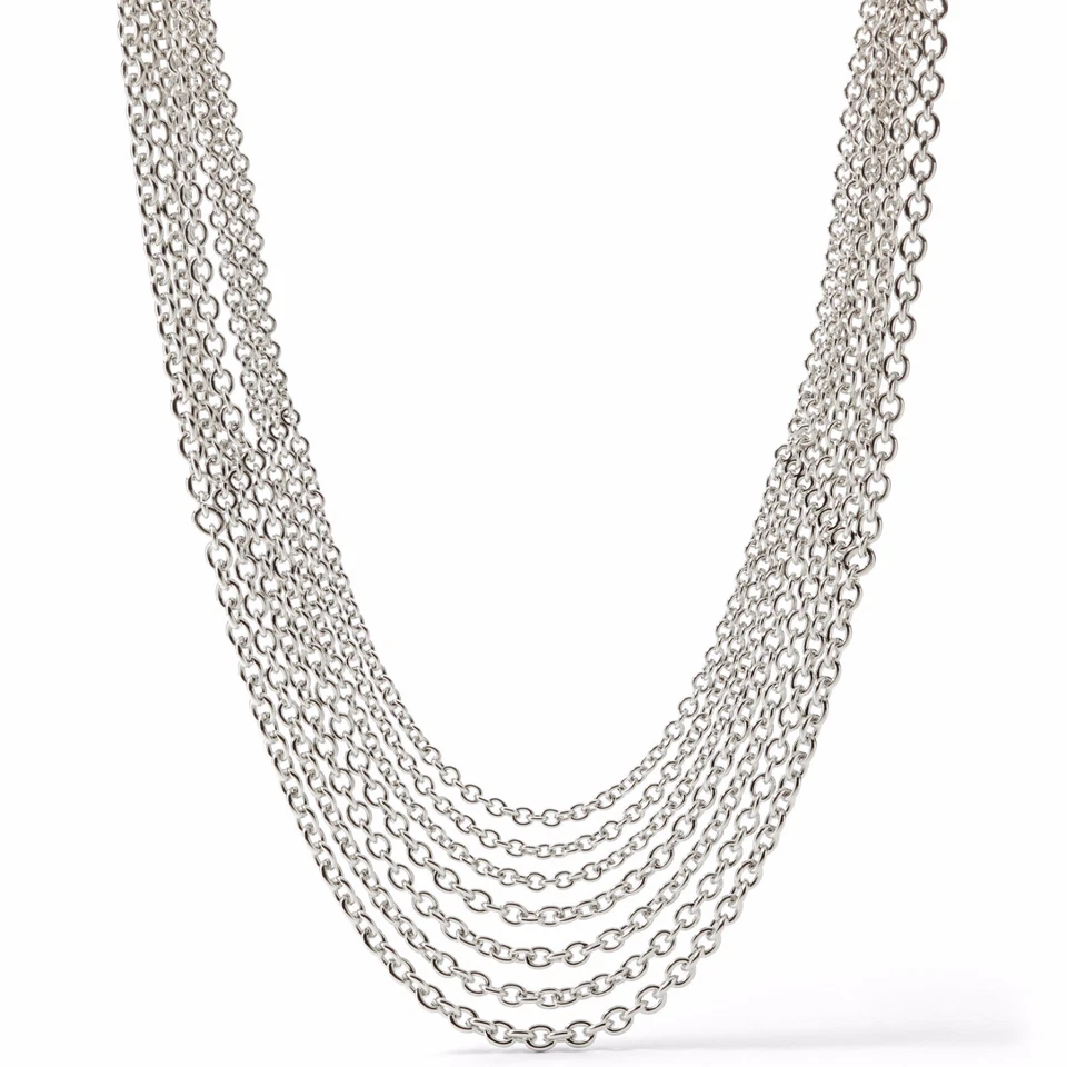 NUEVO COLLAR BABERO CADENA MULTI BEVY TONO PLATA FÓSIL COLOR JA6433040