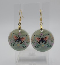 EARRINGS BUTTERFLY Acrylic 1 1/8" GOLD-tone 244