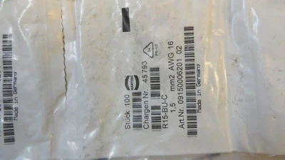 HARTING Buchsen Kontakt 09150006201 02 100 Stück R15-BU-C 1.5mm² AWG16 NEU MwSt