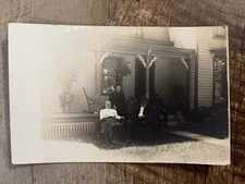 Early 1900’s Family Porch Scene, Antique Real Photo Postcard RPPC