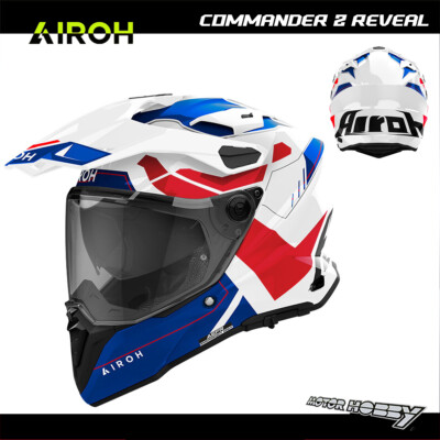 HELM AIROH INTEGRAL FIBER ENDURO TOURING COMMANDER 2 REVEAL BLUE RED 22.06