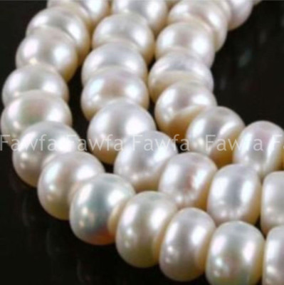 Natural 7-8mm White AKoya Cultured Real Abacus Pearl Rondelle Loose Beads 15'' 