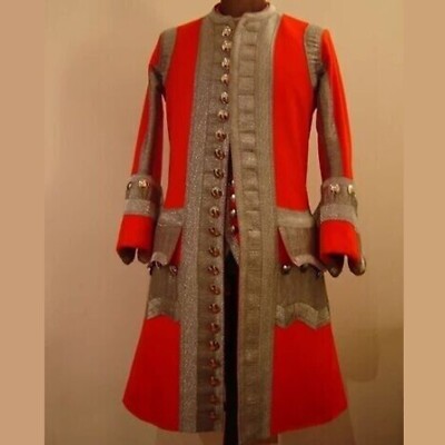 New Red Wool French  +   New Navy Blue Men Tailcoat+black braid jacket+ epaulets