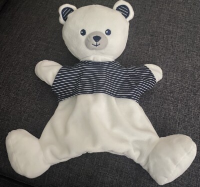 3310?Doudou plat marionnette ventes exceptionnelles ours blanc bleu SIMBA TOYS Nicotoy KIABI