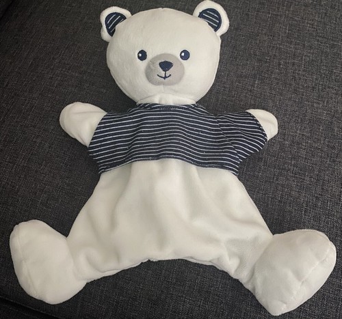 3310?Doudou plat marionnette ours blanc le plus cher bleu SIMBA TOYS Nicotoy KIABI