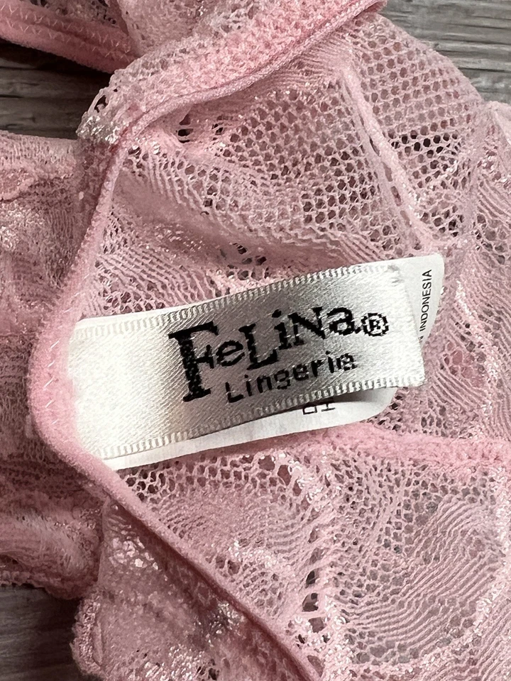 Lencería sexy vintage Felina rosa encaje descarado bragas talla S Foto 4 de 4