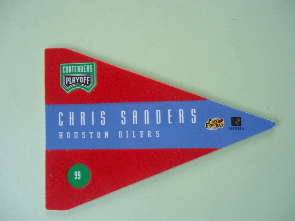 Chris Sanders - 1996 Playoff Pennants Autographed Football card #99 - Oilers - Image 2 of 2