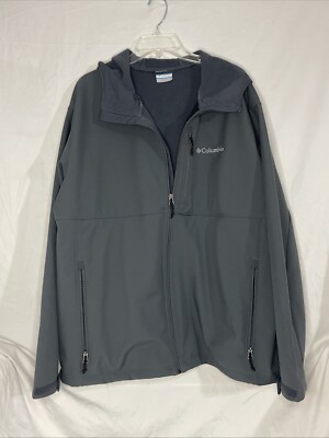 Columbia zip up grey jacket with hood 100% polyester XXL