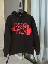 Dsquared2 Long Sleeve Black Hoodie Sweatshirt Size L Made in Italy