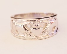 14k White Gold Irish Claddagh Ring Size 6