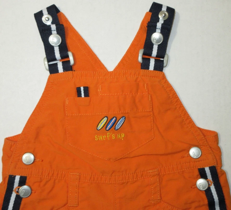Gymboree Vintage 2002 Blue Hawaii Orange Shortall Romper Baby Boys Sz 0-3 Months - Image 2 of 4