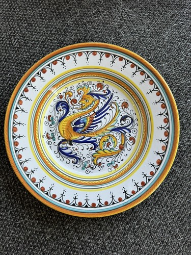Set of 6 DERUTA Hand Painted Italian Salad Plate 8.75” with dragon Design - Picture 2 of 4