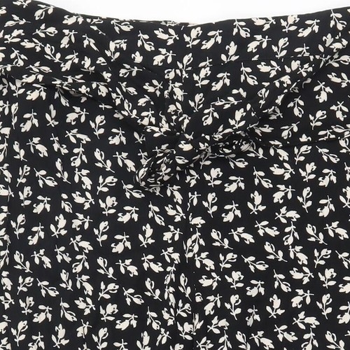 Pantalón Mango Mujer Negro Floral Mezcla Viscosa Talla M Cremallera Regular - Imagen 8 de 12