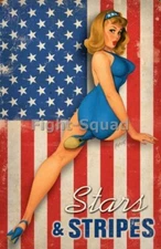 WW2 Picture Photo STARS AND STRIPES WWII GIRL 2663