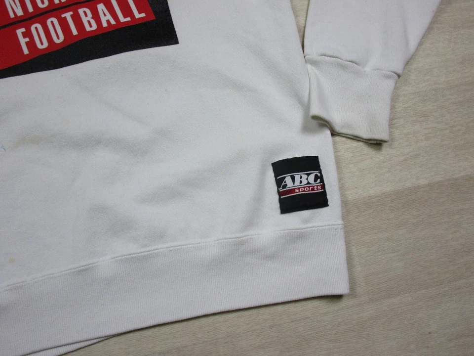 Moletom de futebol vintage noz-moscada década de 1990 ABC NFL segunda-feira à noite grande rock n roll - Imagem 3 de 4