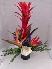 Tropical table centerpiece.  Silk flower arrangements RED