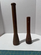 2 Wooden Textile Mill Spindle Spool Bobbin Textile Beehive Industrial 10” + 14”