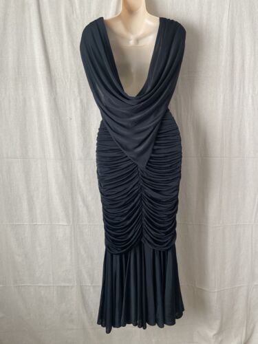 Vintage Casadei Jersey Ruched Rhinestone Dress Women Small Prom Whimsigoth Glam - Picture 4 of 12
