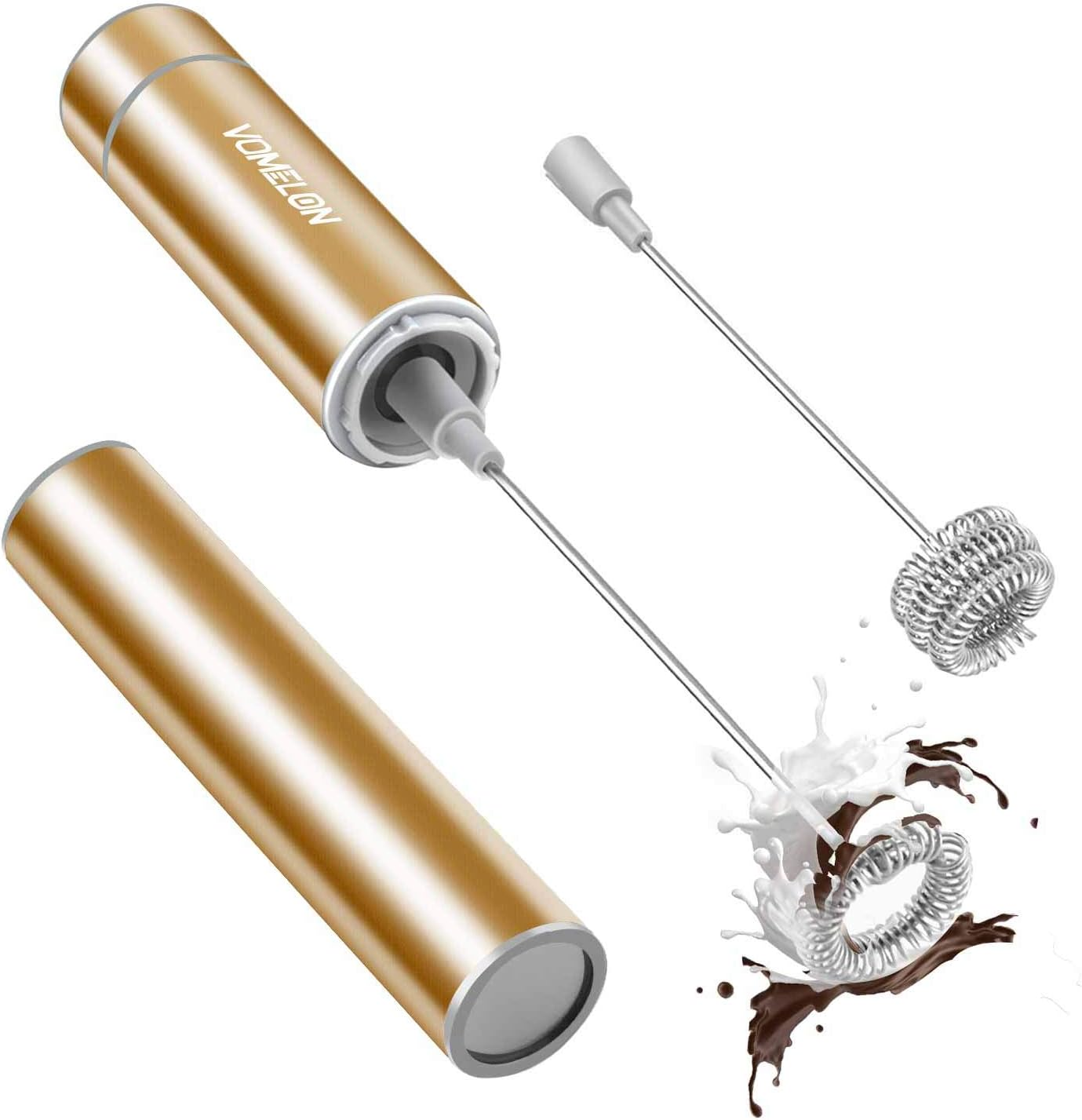 Milk Frother Handheld, Battery Operated Coffee Foamer Drink Mixer with 2 Stainle-image