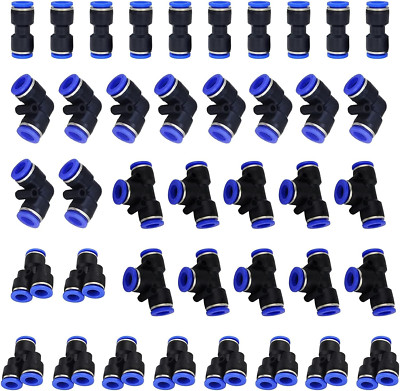 100 Stück Push-to-Connect Luftschlauch Armaturen – Gerade Und Winkel, 4/6/8/10 Mm, Für Druckluft & Pneumatik