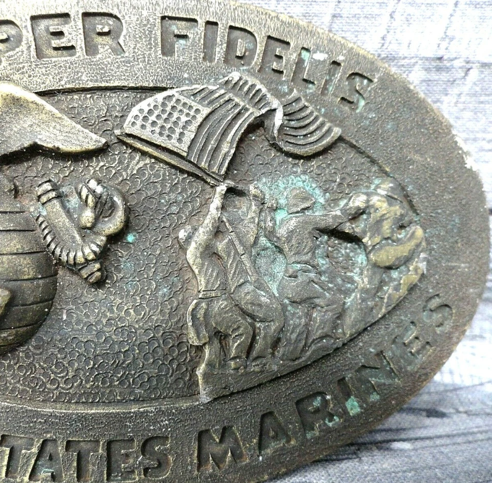Marines de los Estados Unidos Semper Fidelis Hebilla de Cinturón Militar De Colección Años 70. CVB242 Foto 4 de 4