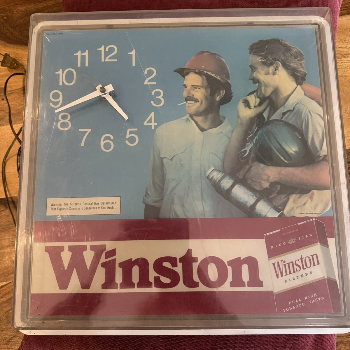 winston cigarette clock RJ Reynolds Tobacco Co Winston Cigarettes Clock Light Advertisement 16