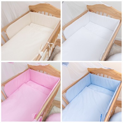 Baby Products Bedding Sets 6 Piece Nursery Set Thick Bumper To Fit 120x60 Cm Cot Plain White Fit 120x60 Cm Cot Plain White, Plain White Baby Bedding