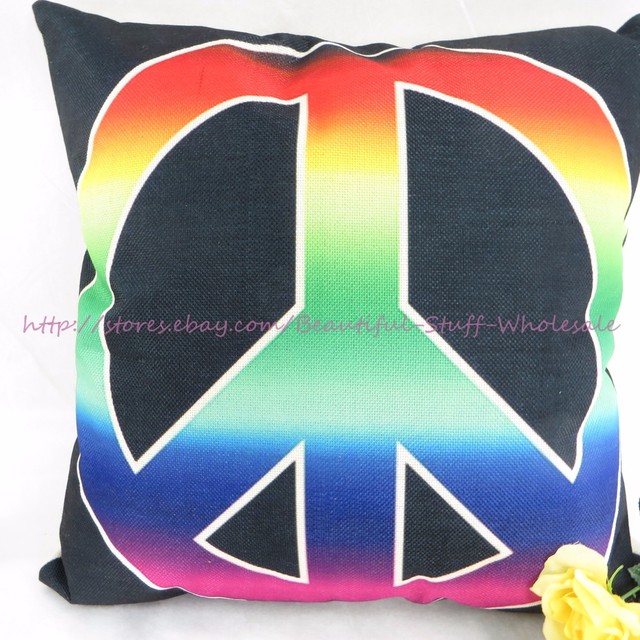 rainbow peace sign cushion cover modern decorative pillows decorative