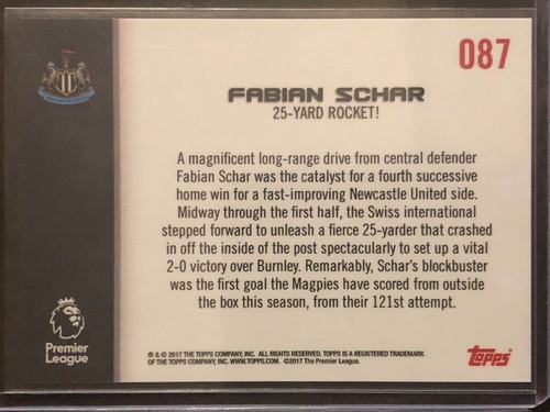 2019 Topps Now PL Premier League #87 Fabian Schar Newcastle United - Picture 2 of 2